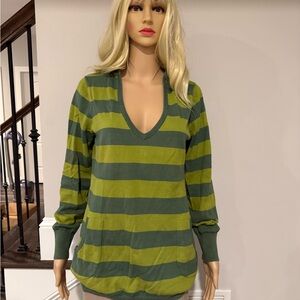 Tommy Bahama Olive and Lime Striped Hooded Sweatshirt